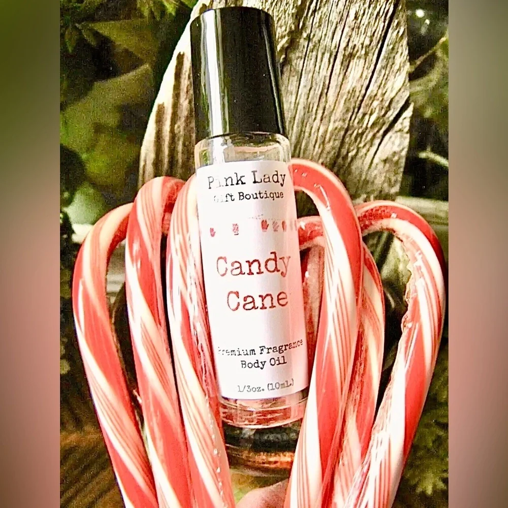 New Christmas Candy Cane Fragrance Body Oil Roller Ball Bottle 1/3oz